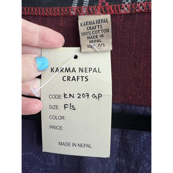 KARMA NEPAL CRAFTS Purple Patchwork Cotton Boho Maxi Kimono Duster - Picture 12 of 16